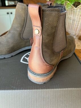 Ariat Olive Suede & Brown Leather Chelsea Booties